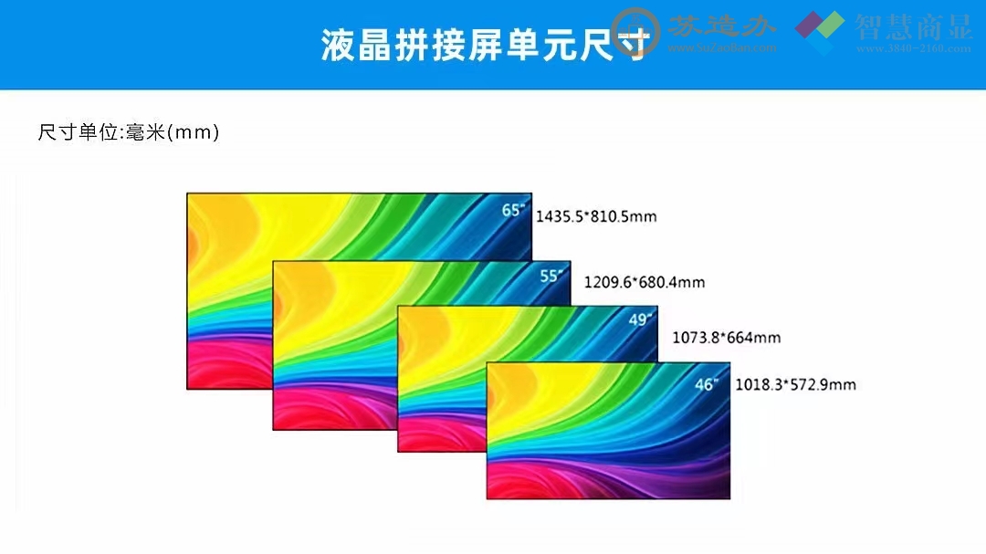 46-49-55-65英寸拼接屏尺寸及大小对比